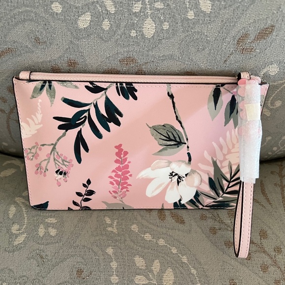 NWT Kate Spade Wristlet - Felicity Street Botanical Eli Cameo Pink - Picture 1 of 6